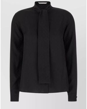Palm Angels Silk Logo-Embroidered Blouse - Black