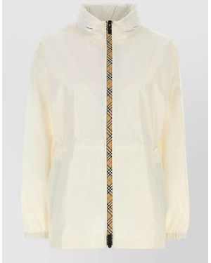 Burberry Nylon Jacket High Collar Lightweight Design - Natural