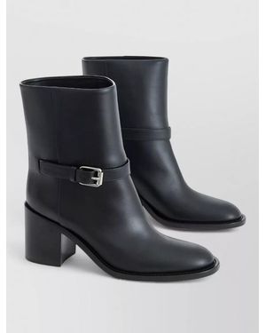 Burberry Leather Mid-Calf Boots - Black