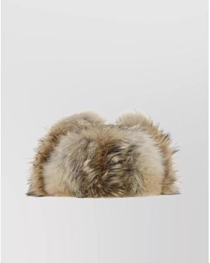 Prada Adjustable Hat With Fur Accents - Natural