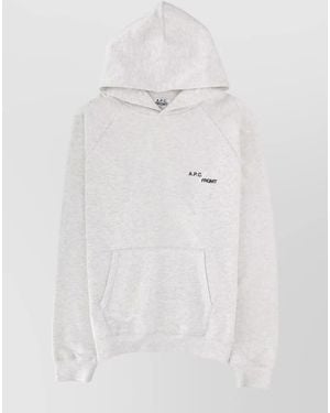A.P.C. Hooded Sweatshirt Relaxed Fit Kangaroo Pocket - White