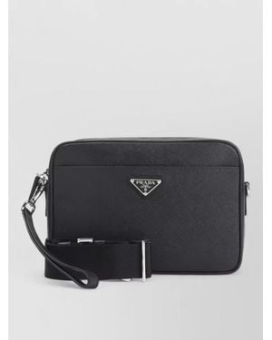 Prada Bandoliera Leather Shoulder Crossbody Bag - Gray