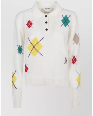 MSGM Polo Collared Small Buttons - Gray