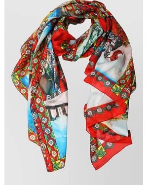 Dolce & Gabbana Silk Printed Scarf - Red