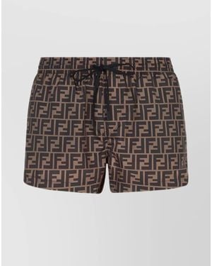 Fendi Printed Swim Shorts - Black
