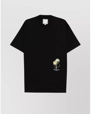 WOOYOUNGMI Printed Crew Neck Cotton T-Shirt - Black