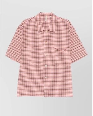 sunflower Adam Loose Fit Open Weave Check Shirt - Pink