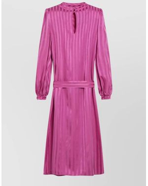Valentino Midi Dress Belted Waist Keyhole Back - Pink