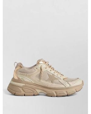Golden Goose Lightstar Leather Suede Trainers Mesh Heel - Natural