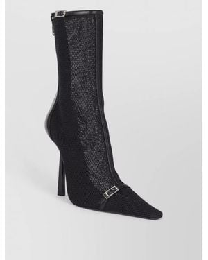 Saint Laurent Ankle Mesh Boot Pointed Toe Stiletto - Black