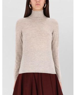 Max Mara Turtleneck Sweater Meana Long Sleeve Knit - Natural