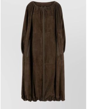 Ferragamo Lamb Leather Oversized Coat - Brown