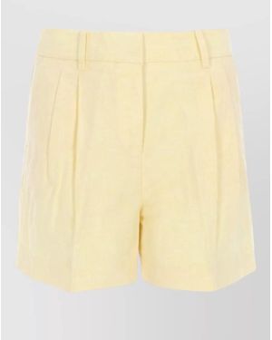 Michael Kors Linen Shorts Pleated Front Belt Loops - Yellow