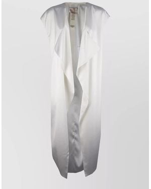 Genny Midi Dress Cap Sleeves Open Front - White