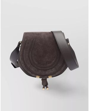 Chloé Saddle Shape Shoulder Bag With Suede Finish - Multicolour