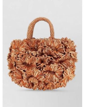 IBELIV Crossbody Bag Woven Floral Top Handle - Brown