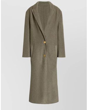 Alberta Ferretti Cashmere Wool Silk Long Coat - Natural
