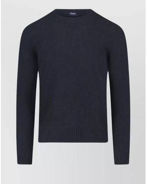 Drumohr Timeless Crewneck Sweater With Ribbed Details - Blue