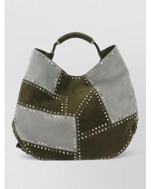 Moschino Top Handle Shoulder Bag Studded Patchwork - Multicolour