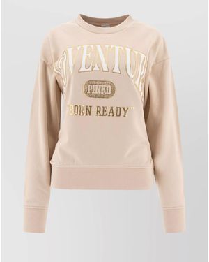 Pinko Cotton Logo-Print Long-Sleeve Sweatshirt - Natural