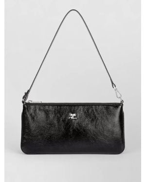 Courreges Rectangular Naplack Pouch Adjustable Strap - Black