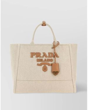 Prada Na Canvas Tote Bag - Natural