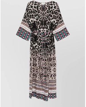 Pierre Louis Mascia Silk Printed Short-Sleeve Maxi Dress - White