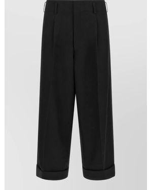 Comme des Garçons Wool Cropped Wide-Leg Tailored Pants - Black