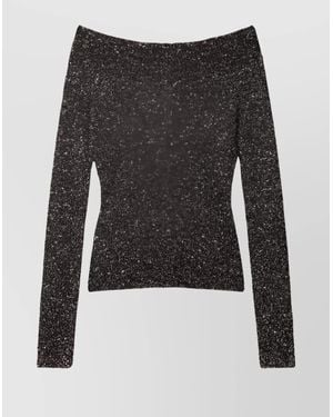 Stella McCartney Off The Shoulder Knitted Sequin Top - Black