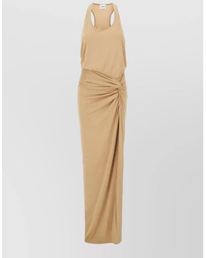 ANDAMANE Velvet Maxi Dress Racerback Twist Detail - Natural