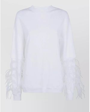 DARKPARK Cotton Feather Trim Sweatshirt - White