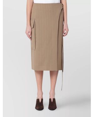Victoria Beckham Pinstriped Wrap Skirt - Natural