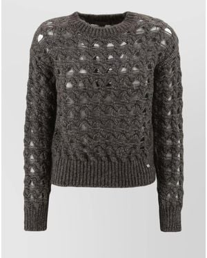 Herno Alpaca Wool Openwork Knit Jumper - Black