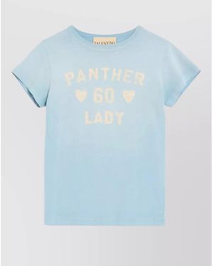 Valentino Garavani Printed Cotton Jersey T-Shirt - Blue