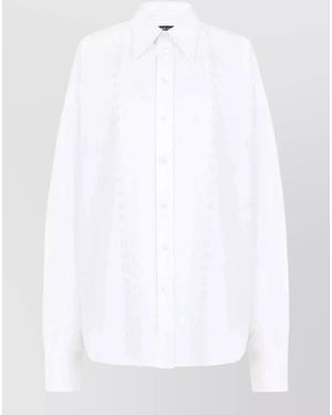 Dolce & Gabbana Shirt Lace Trim Long Sleeves Relaxed Fit - White