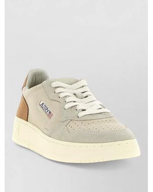 Autry Lace Up Low Sneakers Perforated Heel Detail - Natural