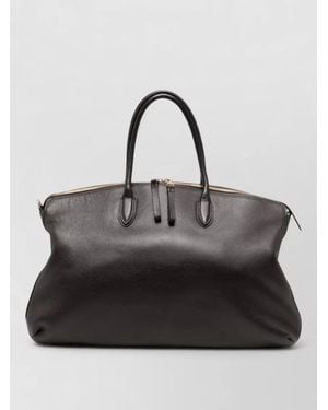 Borsalino Leather Weekend Travel Bag - Black