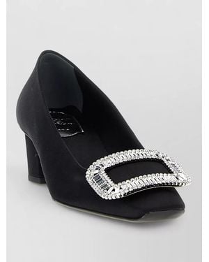 Roger Vivier Pumps Block Heel Embellished Buckle Square Toe - Blue