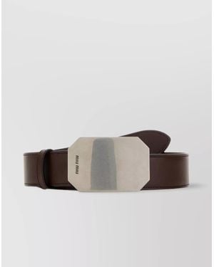 Miu Miu Leather Belt With Adjustable Length And Rectangular Buckle - Multicolor
