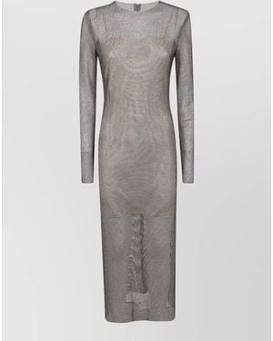 Alberta Ferretti Crystal-Embellished Midi Dress - Gray