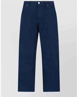 Versace Cotton Straight-Leg Carpenter Trousers - Blue