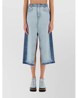 Stella McCartney Denim Panelled High-Waisted Skirt - Blue