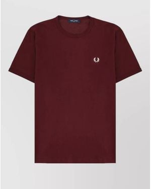 Fred Perry Logo Crew Neck Short Sleeve T Shirt - Red