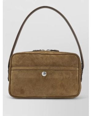 Acne Studios Shoulder Bag Adjustable Strap Metal Hardware Suede - Natural
