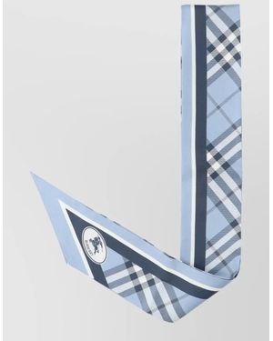 Burberry Checked Rectangular Lightweight Soft Texture Scarf - Blue