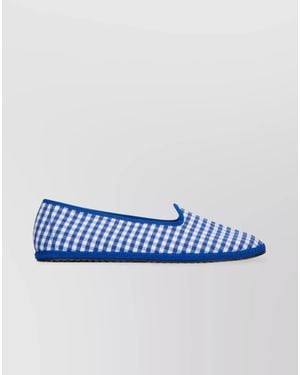 Vibi Venezia Checked Cotton Slip-On Slippers - Blue