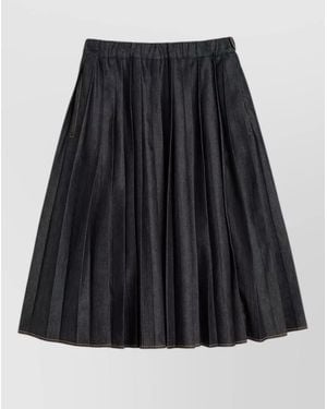 Jil Sander Denim Midi Skirt Round Cut Pockets - Black