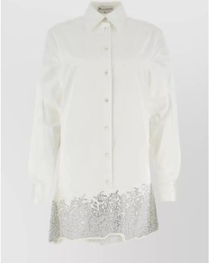 JW Anderson Cotton Rhinestone Mini Shirt Dress - White