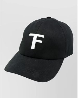 Tom Ford Cotton Baseball Cap Curved Peak Design - Black