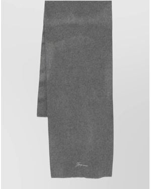 Jacquemus Rectangular Wool Cashmere Blend Scarf Frayed - Grey